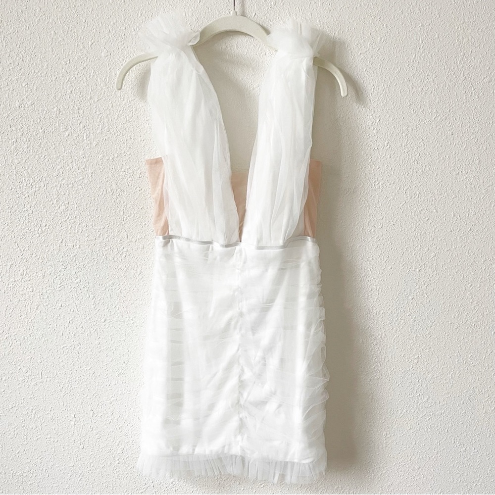 Selfie Leslie Gwedith Twist Bust Midi Dress Off White Size Small Wedding Bridal